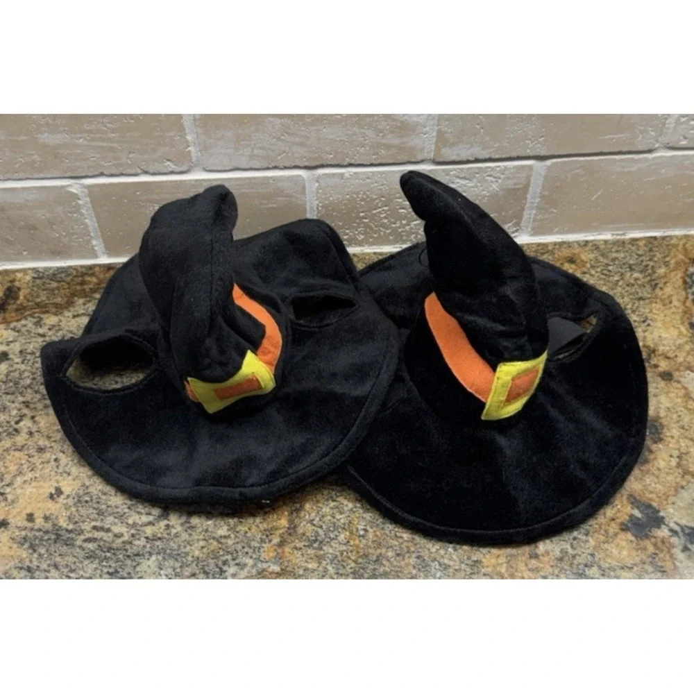 Plush Puppies Halloween Witch Hat Black Orange Pet Costume Dress Up (2) Sm/MD.‎